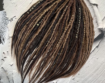 Brown synthetic dreadlocks, DE SE textured dreads, Brown dreadlock extensions, Crochet dreads, Locks viking, Thick dreadlocks, Faux locs