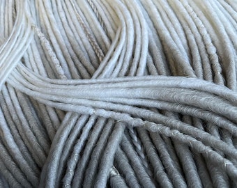 White synthetic dreadlocks and silver dreads with Smooth Dreadlocks DE or SE Fake Dreads platinum white blonde Faux Locs for Festival Outfit