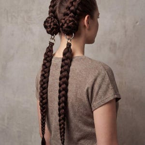 Removable braids on carabiners, braids on clips, Synthetic Hair on Carabiner Synthetic Braids Ponytail, Boho Clip-In Braids a hair accessory