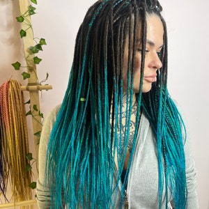 Microdreads turquoise Micro Dreadlock Extensions Synthetic Soft Dreads Dark Brown Dreadlocks Boho Hair Extensions full head set Ocean Blue