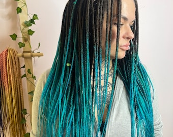 Microdreads turquoise Micro Dreadlock Extensions Synthetic Soft Dreads Dark Brown Dreadlocks Boho Hair Extensions full head set Ocean Blue
