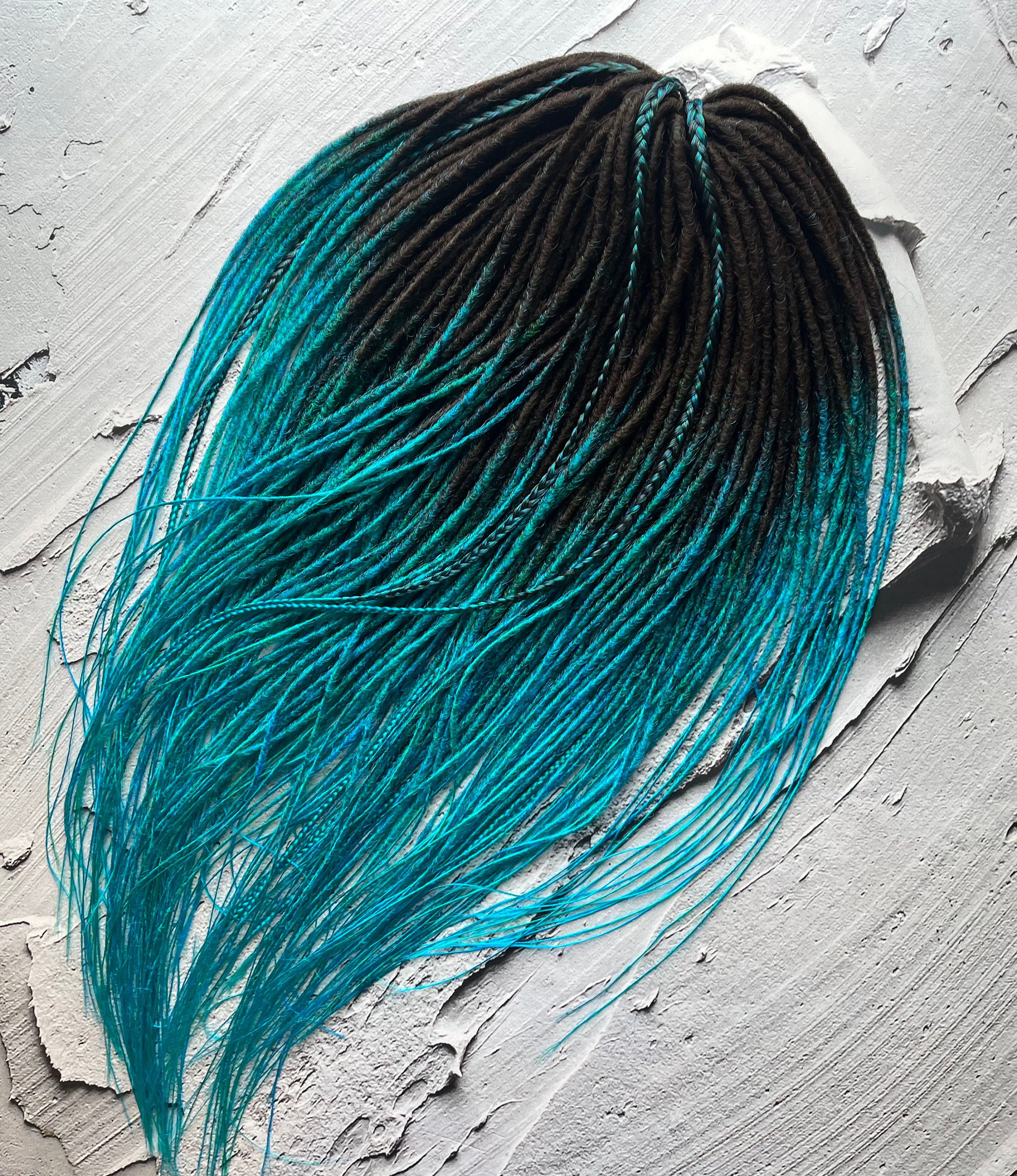 Full Dreads Dreadlock Set Hair Extensions Teal NEW Dreads & Braids & Curls! BEACH decorated set with crystals  main image 2