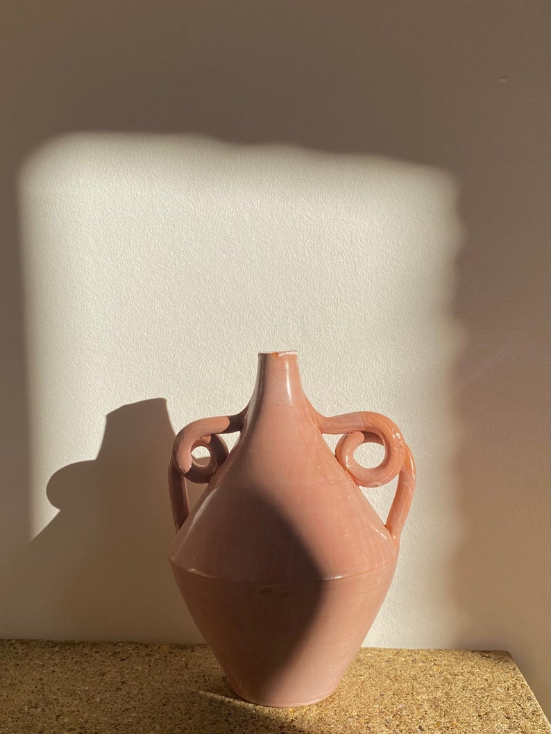 Pink vase handmade vase Moroccan vase clay vase image 1