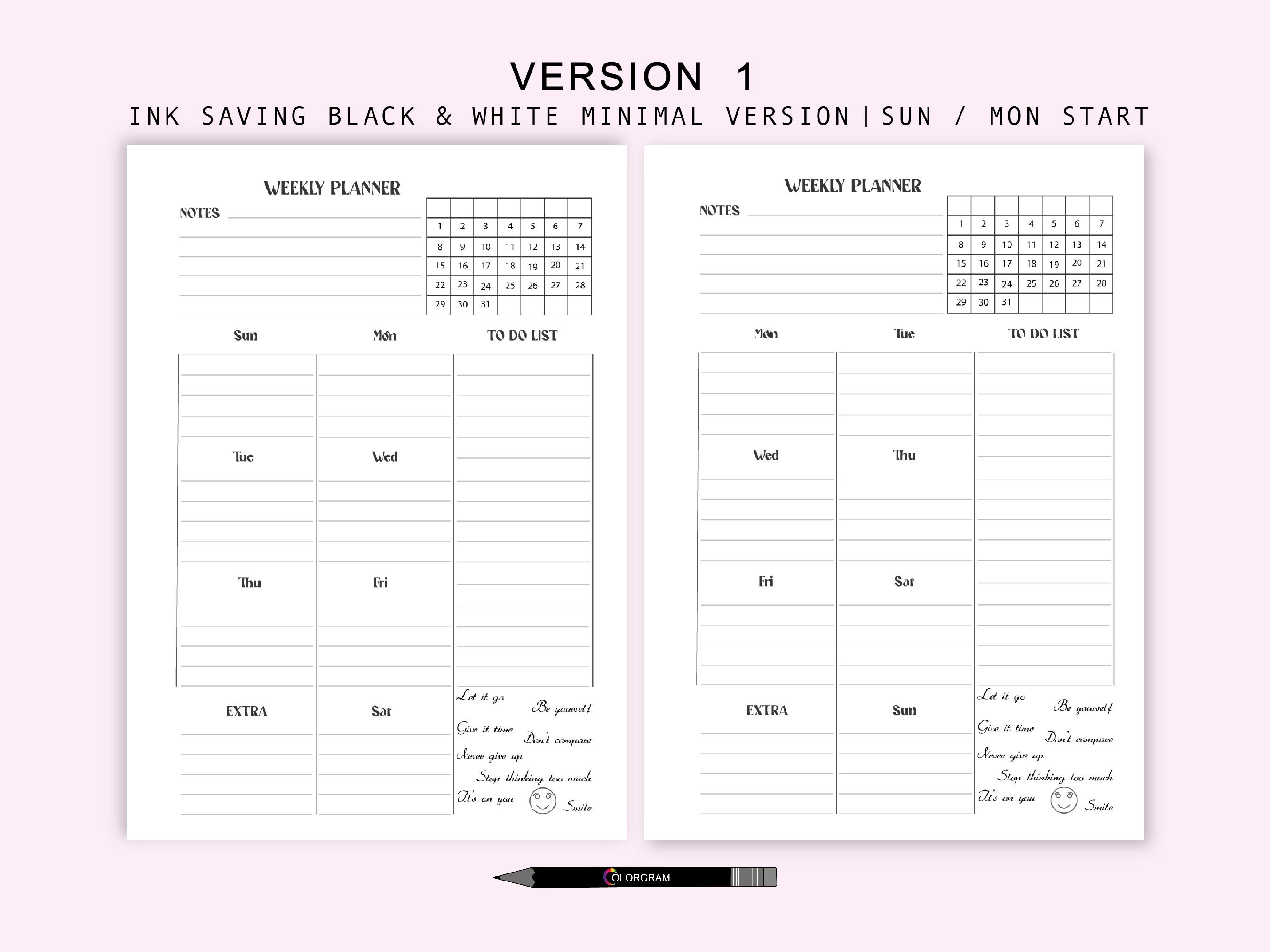 Weekly Planner Printable, Digital Fillable Planner, A4 A5 US Letter ...