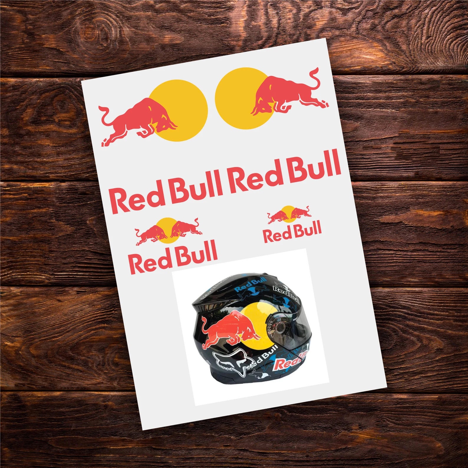 Red Bull Helmet Replica Sponsor Kit Sticker Set for AGV, Shoei 