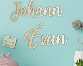 Personalized wooden first name – Engraved wooden first name wall decoration – Birth gift, baby room, door first name
