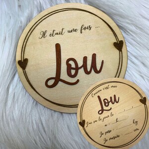 Wooden baby first name birth announcement card / Baby first name card / double-sided card