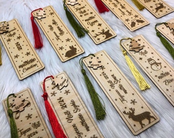 Marcapáginas de madera personalizado - Especial de Navidad para profesor, maestra, ATSEM, niñera