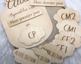 Pancarte - Panneau - Carte rentrée scolaire / mon premier jour / mon dernier jour d'école / prénom personnalisé