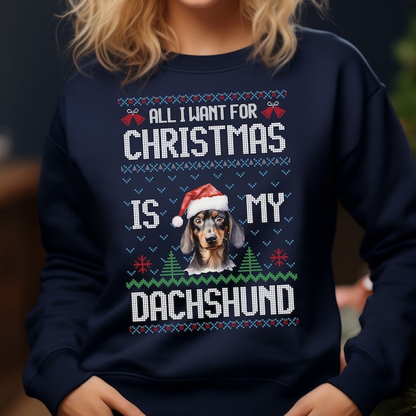 Dackel Sweatshirt, Shirt Dackel Weihnachten, Weihnachtsgeschenk, Ugly Christmas Sweater, Weihnachtspulli Dackel,Dackel Geschenk,Geschenkidee