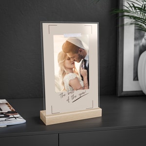 Personalized acrylic sign with wooden stand