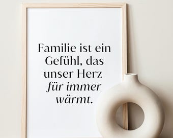 Drukuj Rodzina – poetycka typografia (Deutsch) | Digitaler Pobierz A4/A3 | Plakat Wandkunst I Familien