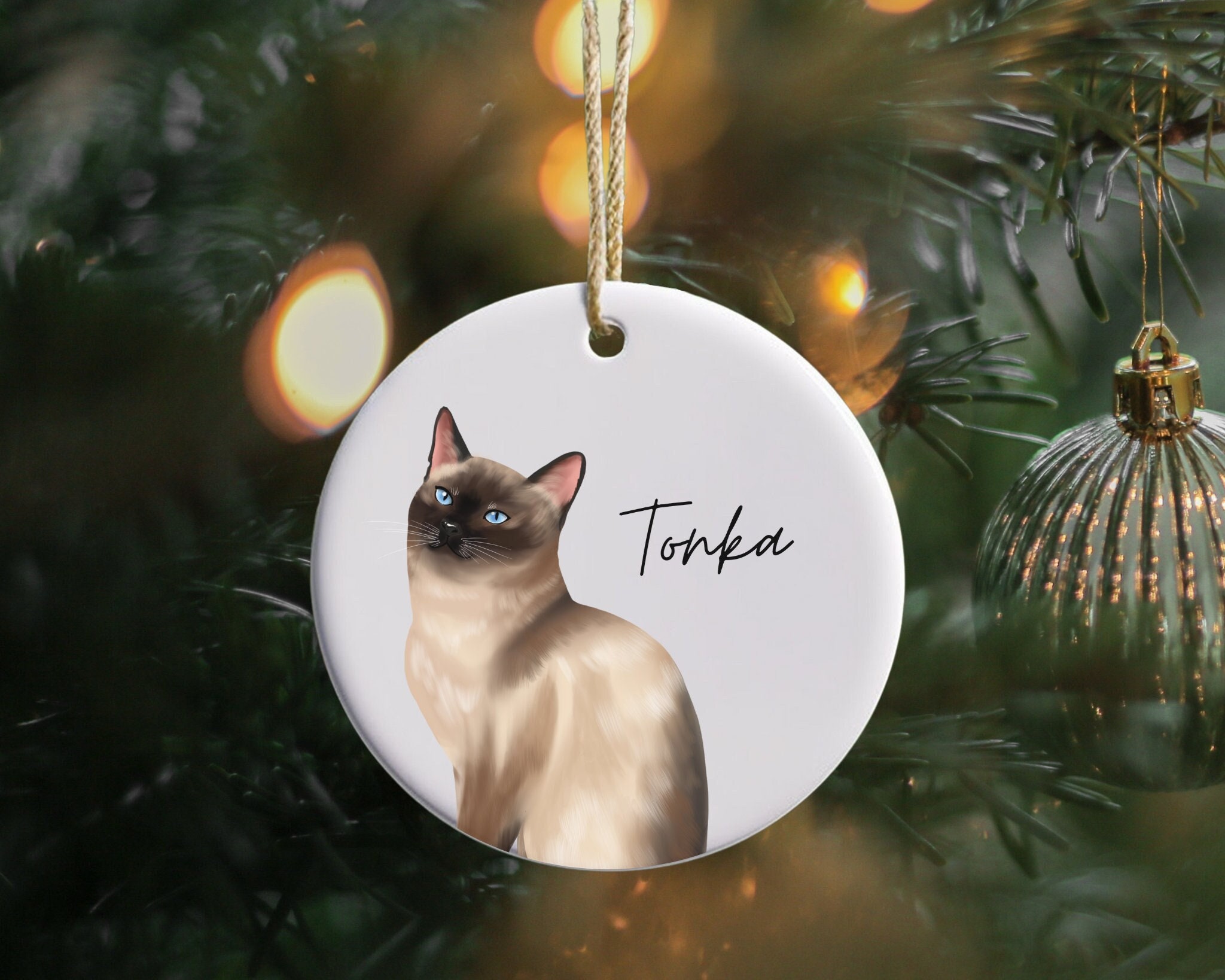 Carrelage Avec Impression, Cadeau, Chat à l'arbre de Noël, Chat tokinois