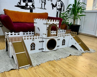 Guinea Pig Castle: Dismantlable MDF Hamster House with Ramps,meerschweinchen gehege, buddelkiste kaninchen
