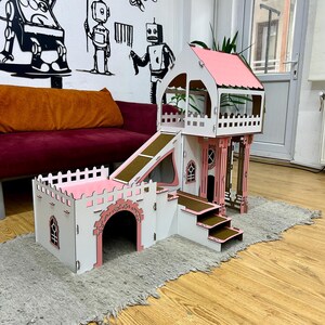 Überdachtes Triplex-Hasenhaus: Große Hasenburg aus Holz, meerschweinchen gehege, buddelkiste kaninchen Bild 18