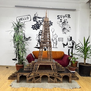 Eiffel Tower Rabbit House: Three-Story MDF Bunny Castle