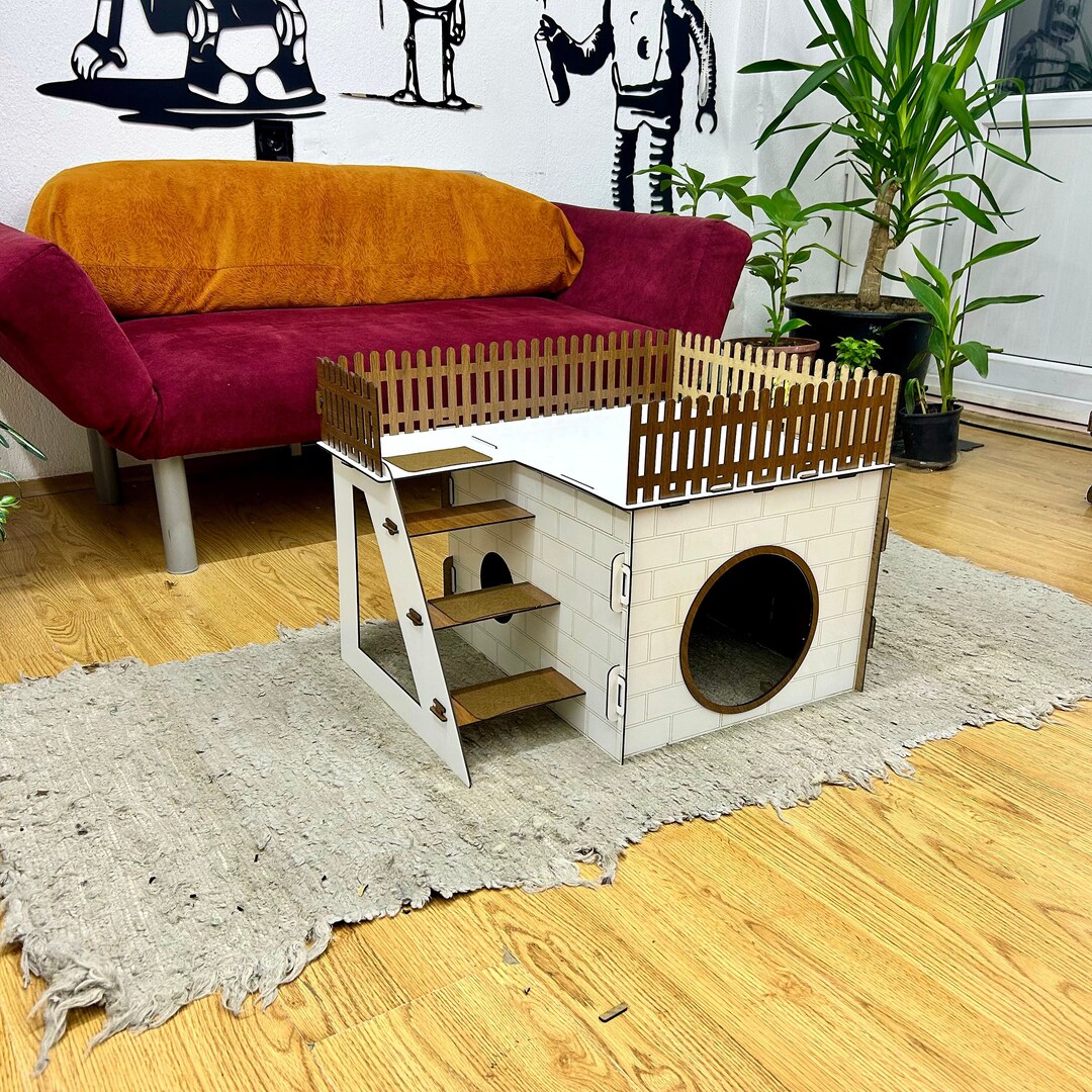 Terrace Rabbit TERAS Rabbit House: Wooden Bunny Castle With Terrace - Etsy