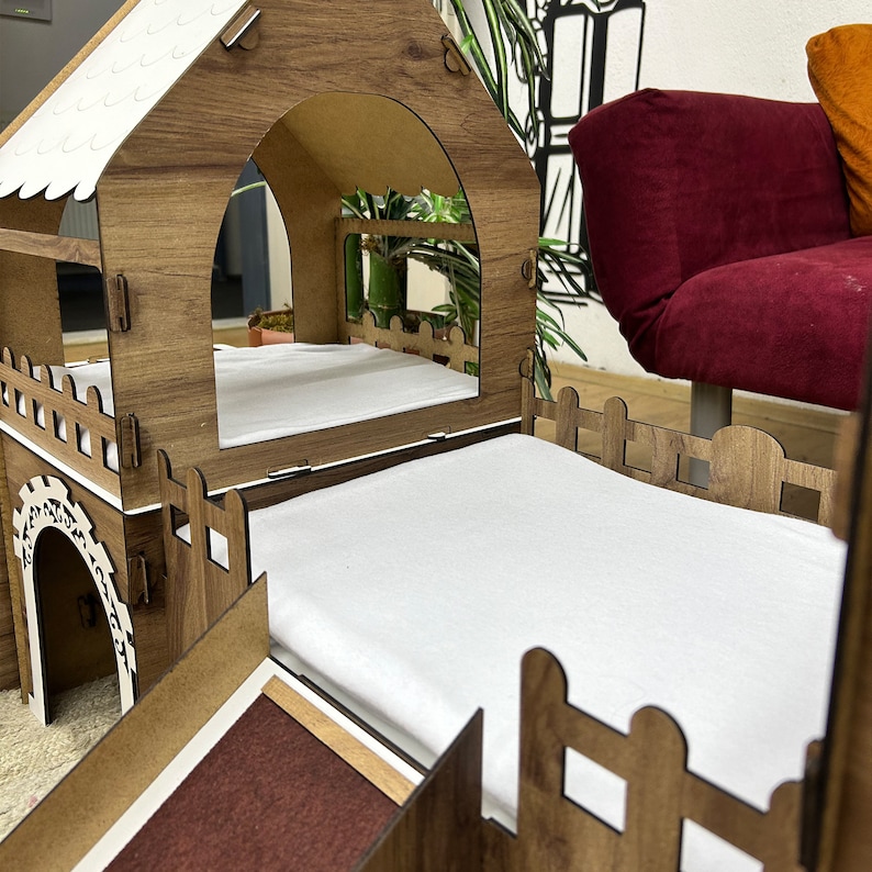 2 Rabbits Color Pages Large Wooden Bunny Castle: Two-story Rabbit House With Ramp,rabbit Toys ...