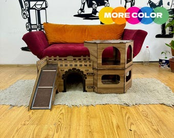 Large Dismantlable Rabbit Castle: Two-Story Wooden Pet House,Rabbit Toys,rabbit lover gift
