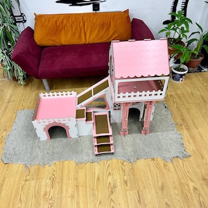 Überdachtes Triplex-Hasenhaus: Große Hasenburg aus Holz, meerschweinchen gehege, buddelkiste kaninchen Bild 17