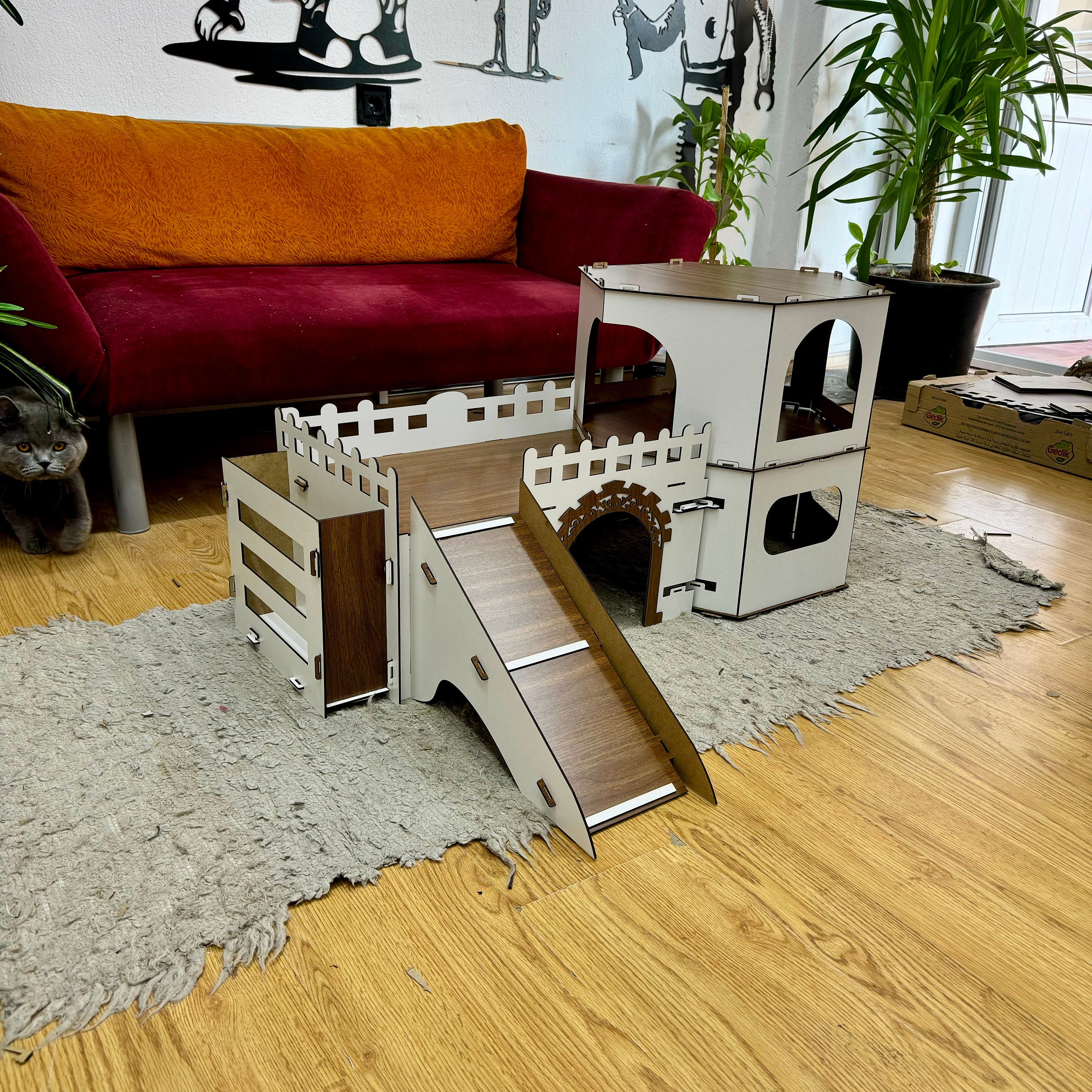 Rabbit House For Large Rabbit LARGE CASTLE With FEADER Rabbit House, Large Rabbits House, Suitable ...