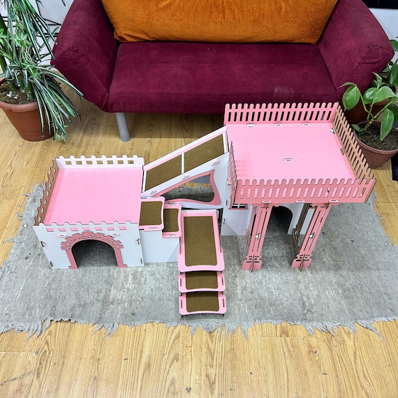 Triplex Rabbit Castle: 3-story Wooden Bunny House - Etsy