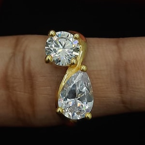 4Ct Pear And Round Cut Toi Et Moi Engagement Ring 2 Stone Moissanite Ring 925 Silver Ring Solid Gold Ring Anniversary Gifts Rings For Travel