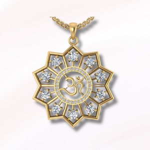 Sterling Silver Om Necklace, Hindu God Necklace, Gold Plated Spiritual Necklace, Yoga Jewelry, Sacred Symbol, Diwali Gifts For Him / Her
