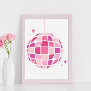 Pink Disco Ball Cross Stitch Pattern - Instant Download