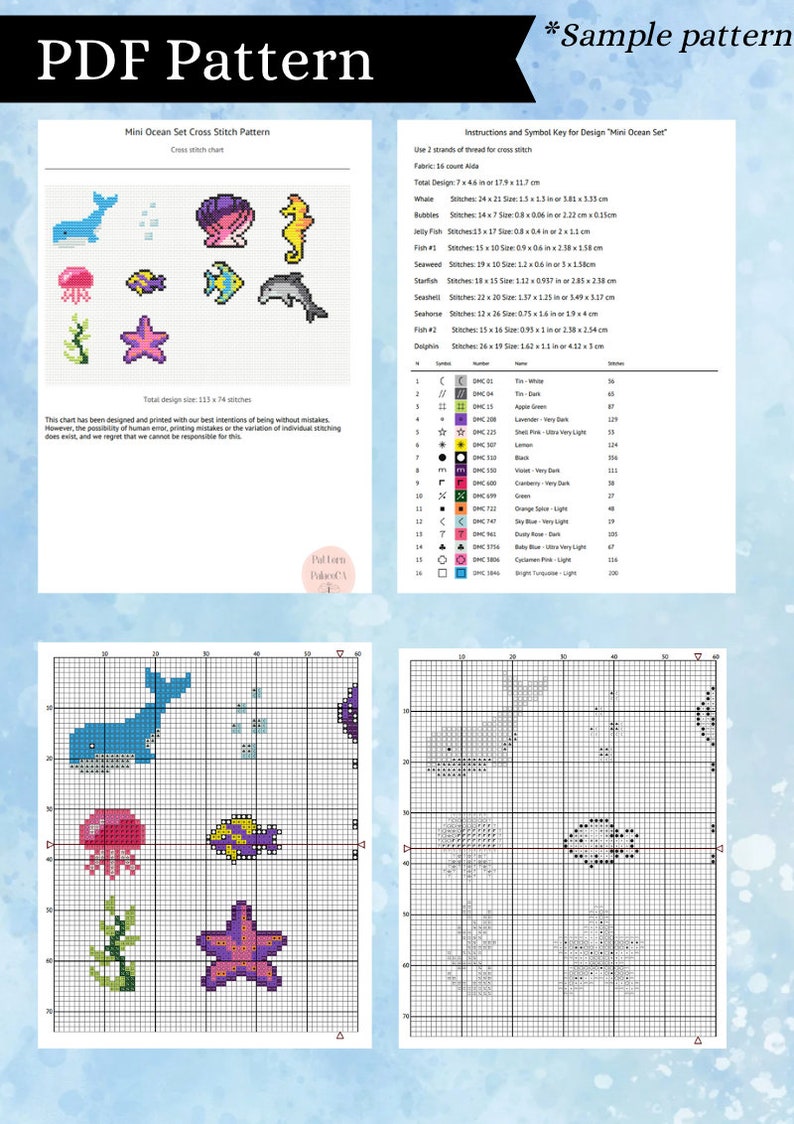 Mini Ocean Set Cross Stitch Pattern - Etsy