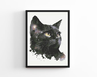 Patrón de punto de cruz de gato galáctico