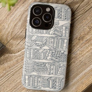 Bookshelf Phone Case, Literary Gift, Tough Phone Cover, Book Lover Accessory, Unique Art Case for Readers, Book Phone Case