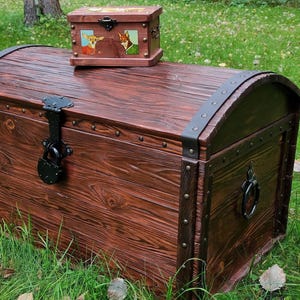 Large Solid Wood Chest with Hand-Forged Metal Accents