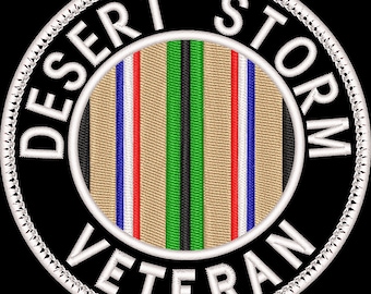 Desert Storm Veteran Embroidery Patch Design 4 inch