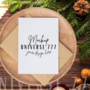 Christmas Card Mockup 5x7 | Weihnachts Einladungskarte | weiße Weihnachtskarte | Nikolaus Weihnachtskarte Flache Grußkarte Mockup Karte
