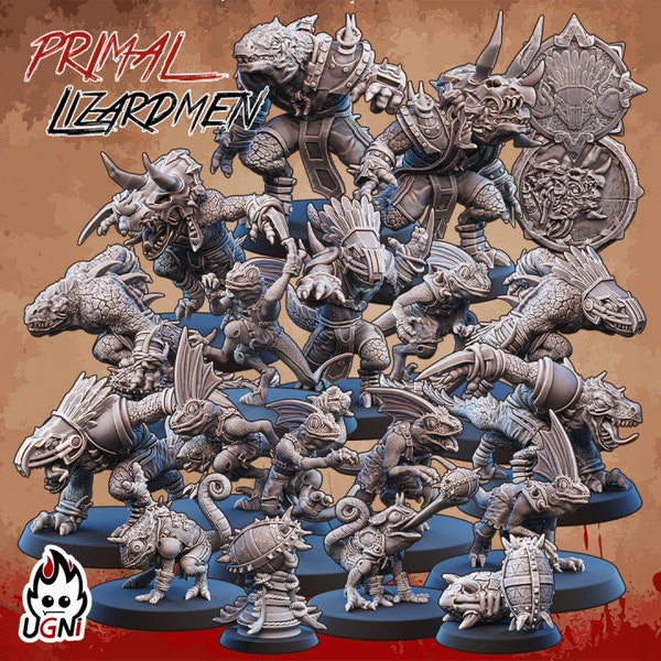 Primal Lizardmen / UGNI (Fantasy Football Tabletop) Bloodbowl / Free Shipping