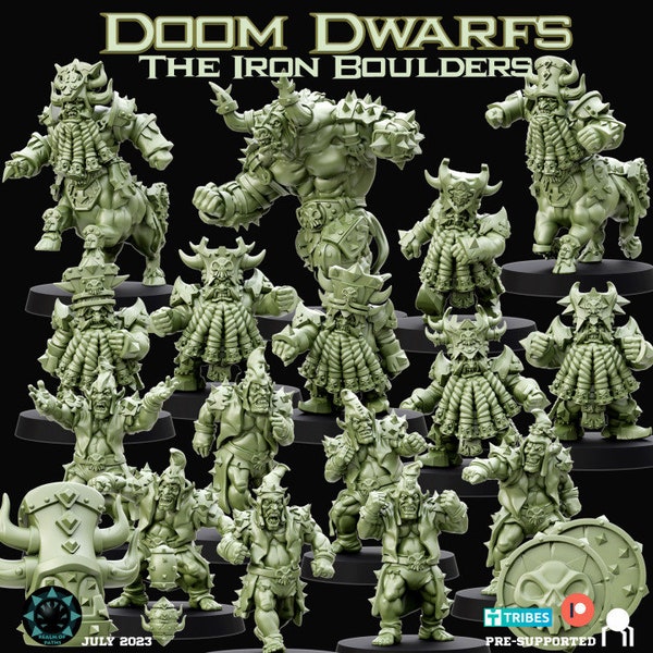 Doom Dwarfs - The Iron Boulders - (Fantasy Football Tabletop) Bloodbowl / Free Shipping