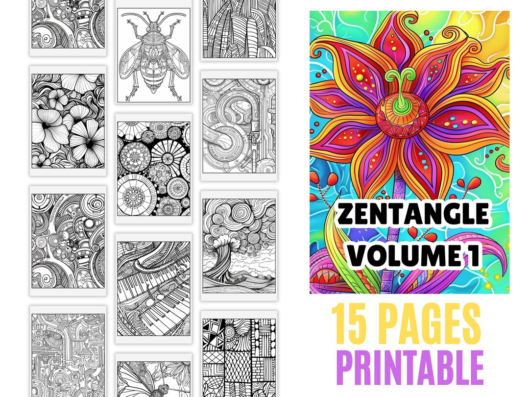 Zentangle Coloring Printable Pages for Relaxation & Mindfulness ...
