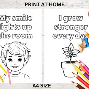 Positive Affirmation Cards to Color in for Kids | 25 Pages | Printable ...