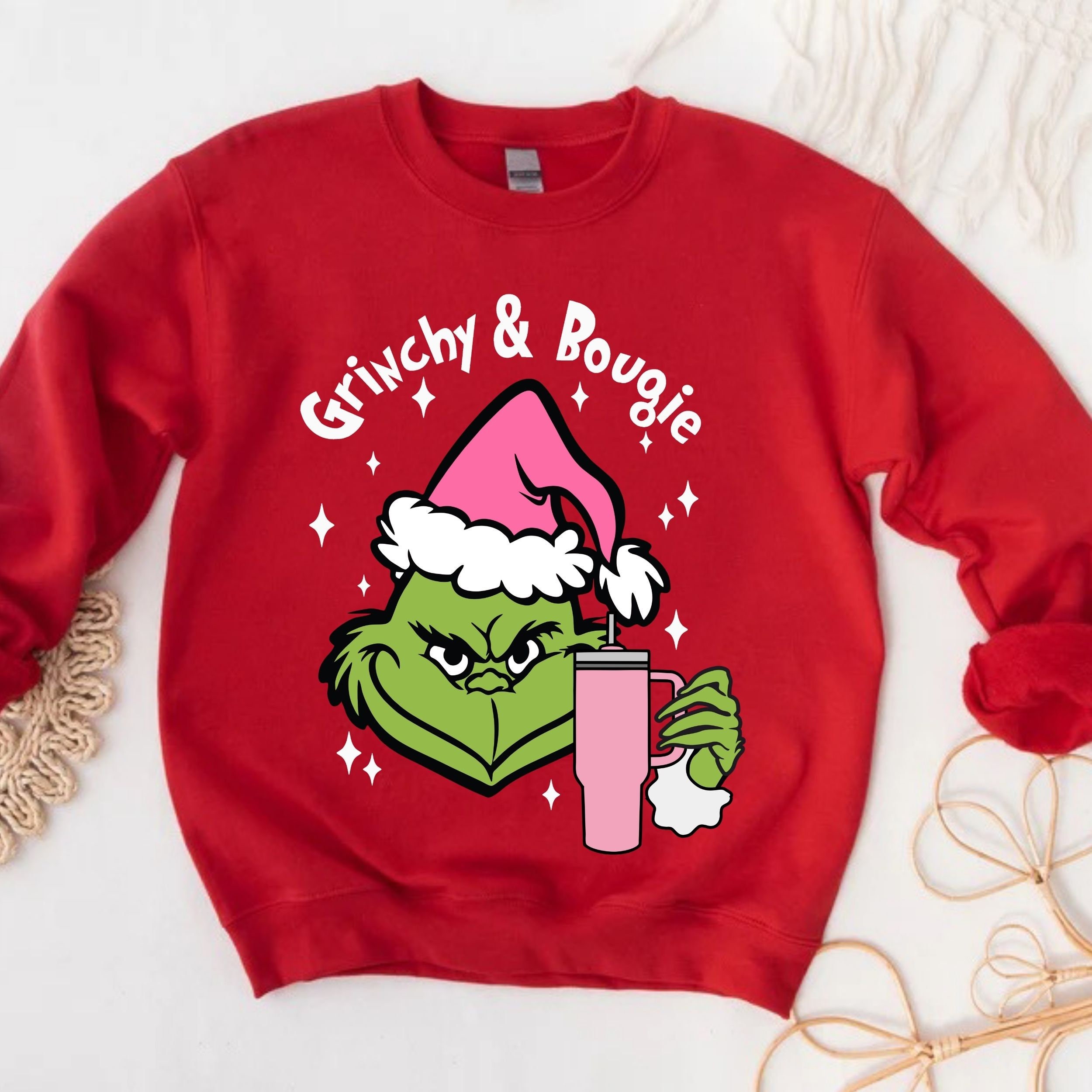 Grinchy and Bougie Christmas Season Sweatshirt,funny Grinch Sweatshirt ...