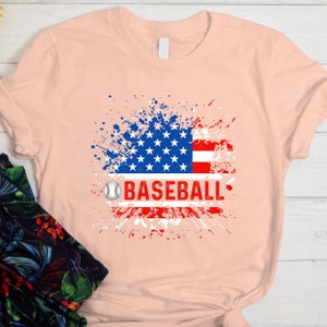 Game Day Tshirt - Baseball Mom T-shirt, Baseball Shirt - American Flag Baseball Tee