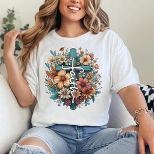 Sunflower Faith Shirt, Faith Shirt for Women, Sunflower Cross Shirt, Faith Cross Tee, Christian Gift, Faith Gift, Bible Tees, Gift for Women