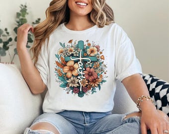 Sunflower Faith Shirt: Christian Cross Graphic Tee