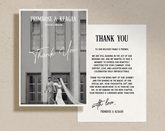 Modern Wedding Thank You Card Template, Bold Vintage Classic Chic Personalized Stationery Note, Editorial Printable Digital Download, JUNIO