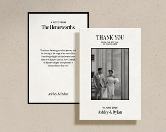 Modern Wedding Thank You Card Template, Vintage Classic Chic Personalized Stationery Note, Editorial Printable Digital Download, PALOMA