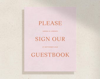 Modern Wedding Guestbook Sign Template, Colorful Bright Typographic Editorial Stationery, Display Printable Digital Download, SORIN