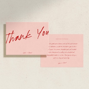 Bunte Hochzeit Danke-Karte Vorlage, Retro hell Spaß wunderliche Skript personalisierte Briefpapier Hinweis, printable digitaler Download, DEMURE