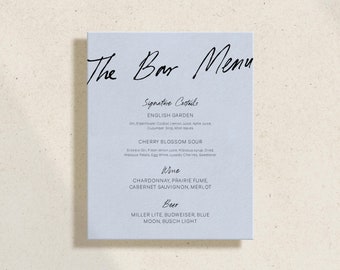 Handwritten Bar Menu Sign Wedding Template, Retro Bright Colorful Modern Vintage Whimsical Drinks Decor, Printable Digital Download, DEMURE