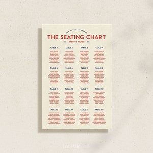 Retro Wedding Seating Chart Template Bold Colorful Wedding Sign Fun