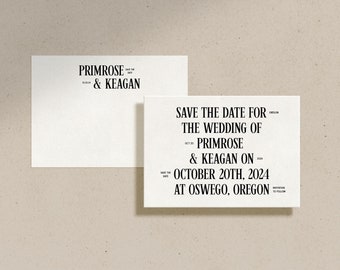 Modern Save the Date Wedding Template, Bold Vintage Classic Editorial Chic Stationery Invite, Typography Printable Digital Download, JUNIO